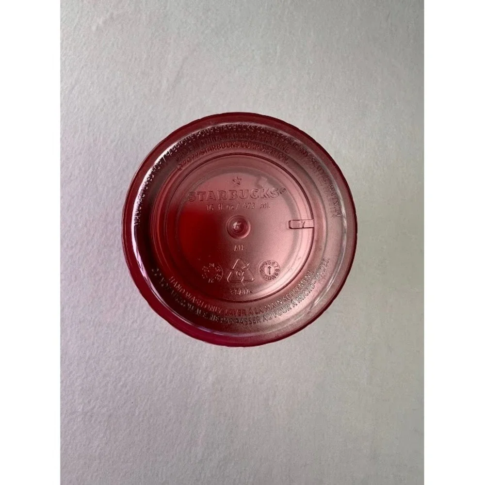 Starbucks Tumbler‎ 16oz Pink Red 2022 Holiday Metallic Spiral Travel Mug